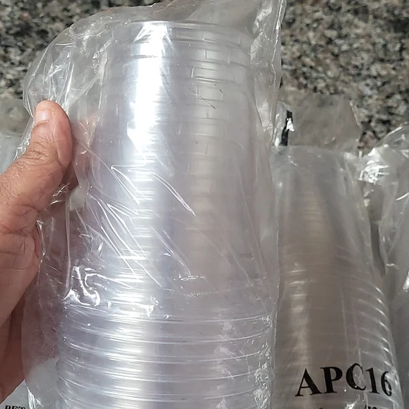 Clear Plastic PET Cups 16 oz new total 450disposable drinking cup APC16 sturdy